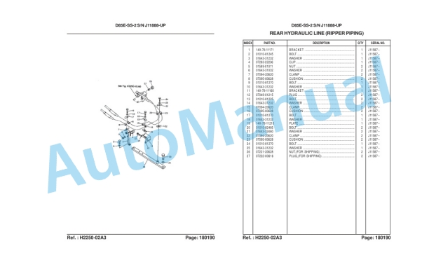 Komatsu D85E-SS-2 Bull Dozer Parts Manual LEPBD08203-3