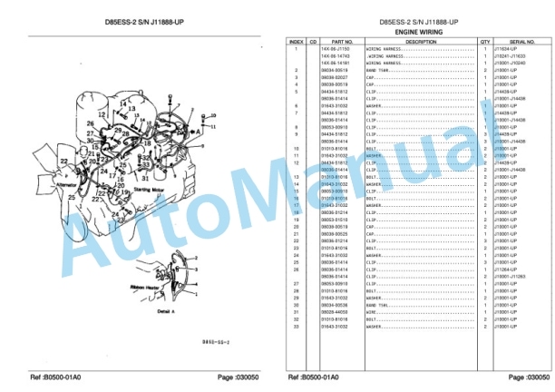 Komatsu D85ESS-2 Bulldozer Parts Manual LEPBD08208-2