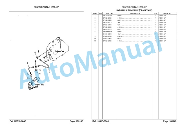 Komatsu D85ESS-2 Bulldozer Parts Manual LEPBD08208-3