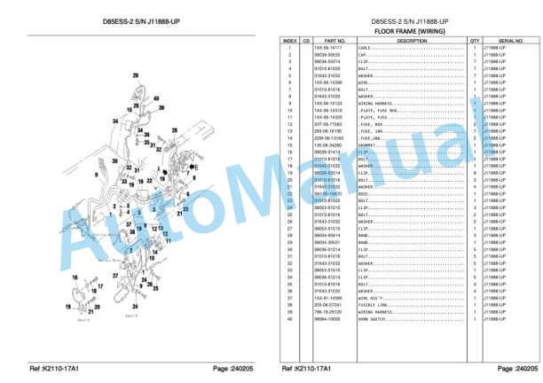 Komatsu D85ESS-2 Bulldozer Parts Manual LEPBD08208-4