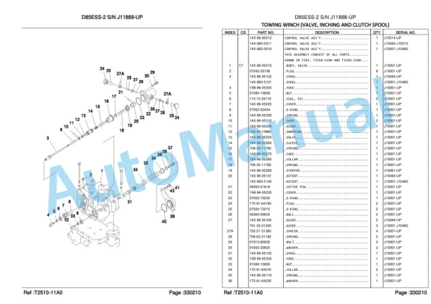Komatsu D85ESS-2 Bulldozer Parts Manual LEPBD08208-5