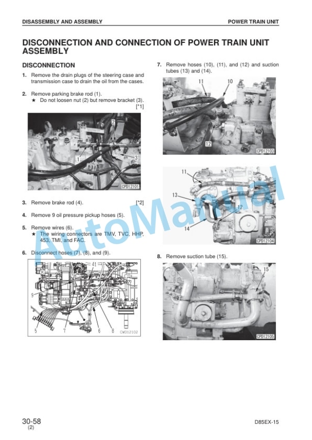 Komatsu D85EX-15, D85PX-15 Bull Dozer Shop Manual SEBM029113-5