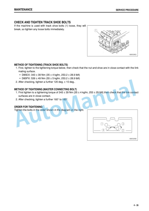 Komatsu D85EX-15R, D85PX-15R Bull Dozer Operation and Maintenance Manual PEN01492-03-5