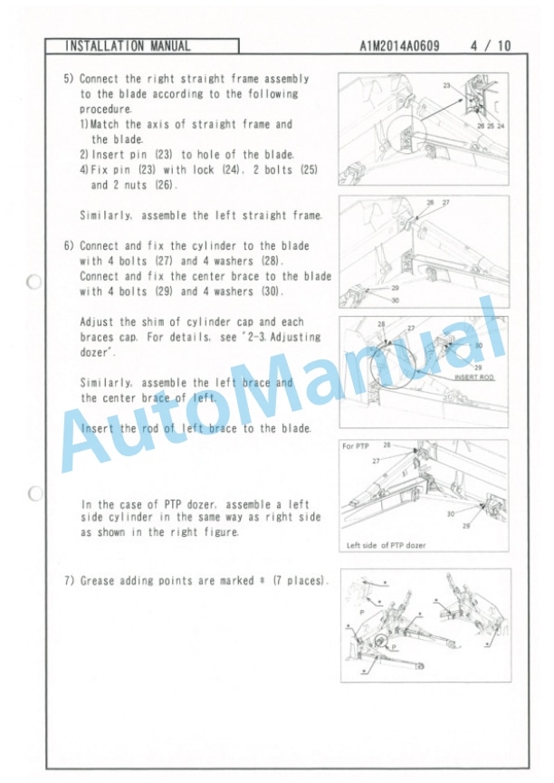 Komatsu D85EX-18, D85PX-18 Bull Dozer Field Assembly Instruction A1M2014A0609-4