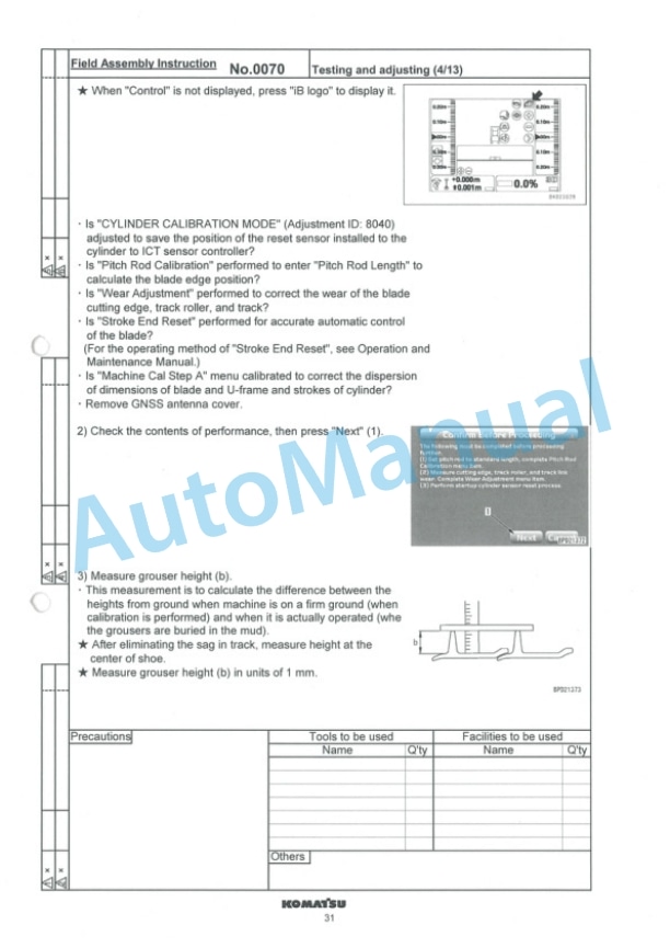 Komatsu D85EXi-18, D85PXi-18 Bull Dozer Field Assembly Instruction A1M2015A0409-5