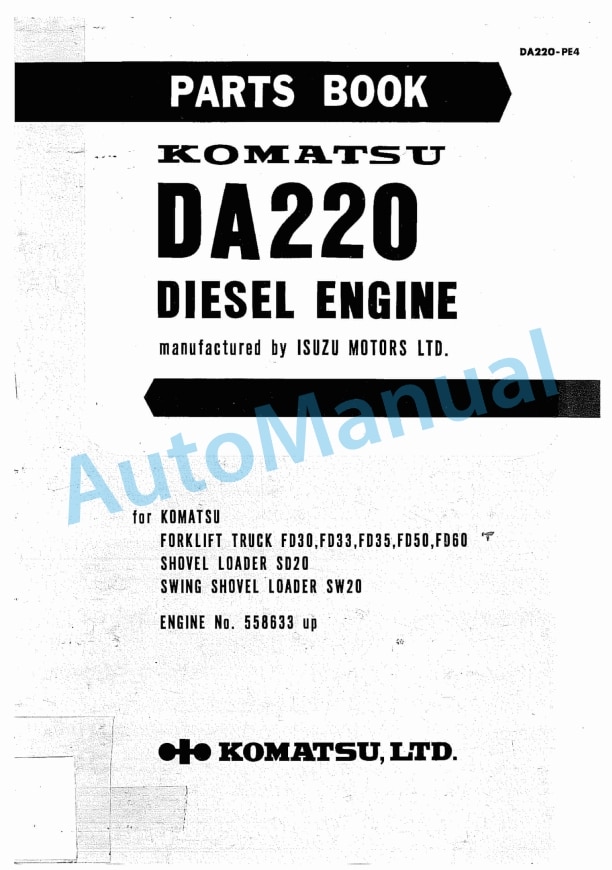 Komatsu DA220 Diesel Engine Parts Manual DA220-PE4