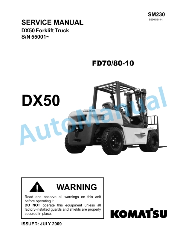 Komatsu DX50 Forklift Truck Service Manual SM230