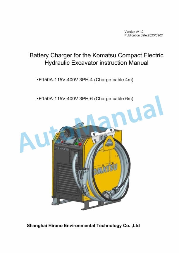 Komatsu E150A-115V-400V Battery Charger Instruction Manual TYM2023G0077