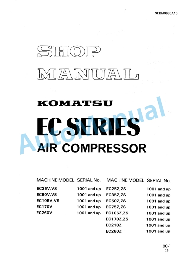 Komatsu EC Series Air Compressor Shop Manual SEBM0680A10