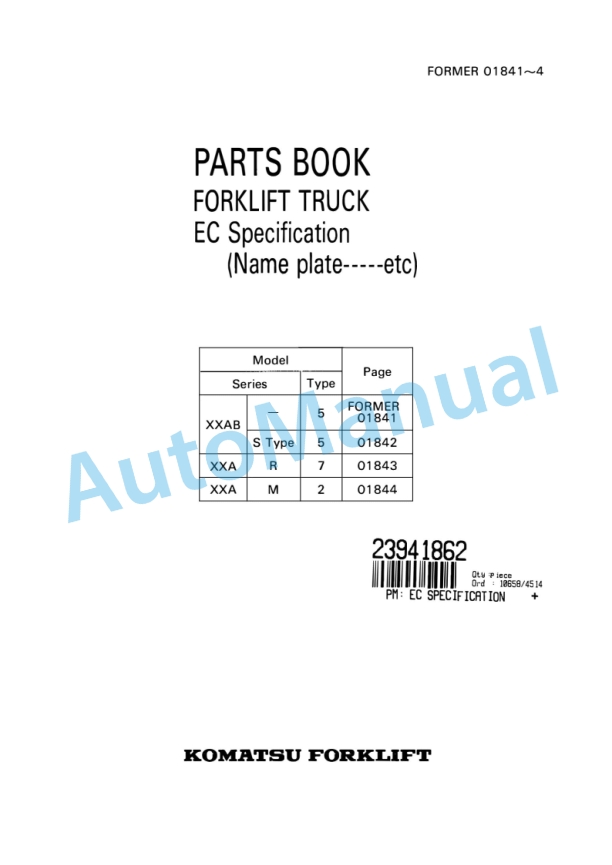 Komatsu EC Specification Forklift Truck Parts Manual FORMER01841_4