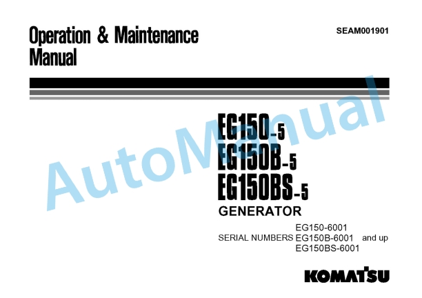 Komatsu EG150-5, EG150B-5, EG150BS-5 Generator Operation and Maintenance Manual SEAM001901