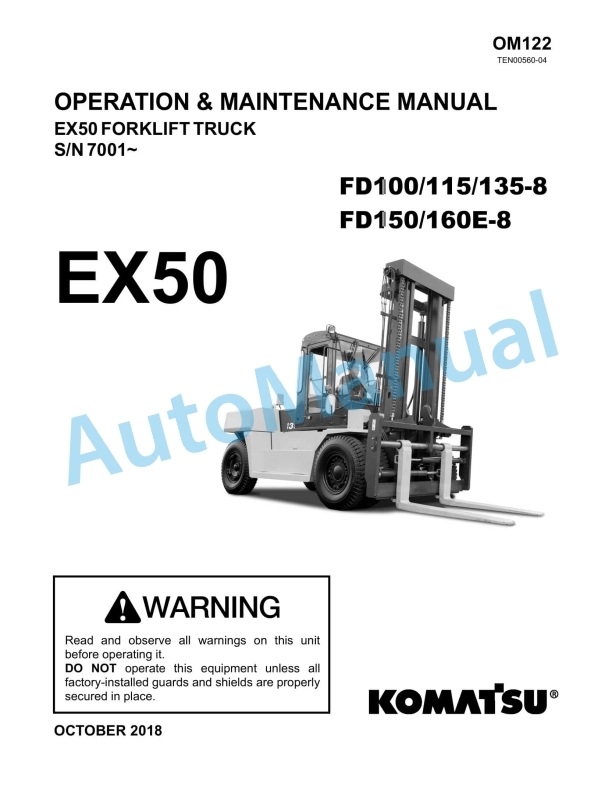 Komatsu EX50 Forklift Truck Operation and Maintenance Manual OM122
