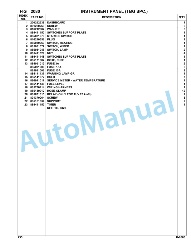 Komatsu FAI 235 Hydraulic Excavator Parts Manual 23500014-2