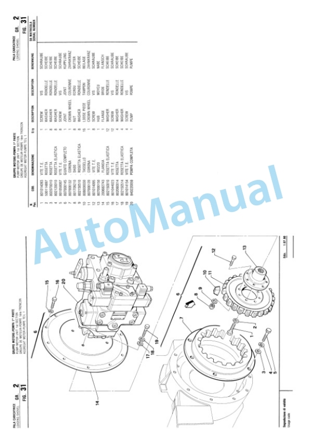 Komatsu Fai 585, 595 Articulate Rubber Tired Loader Parts Manual R41PR216C0101-3