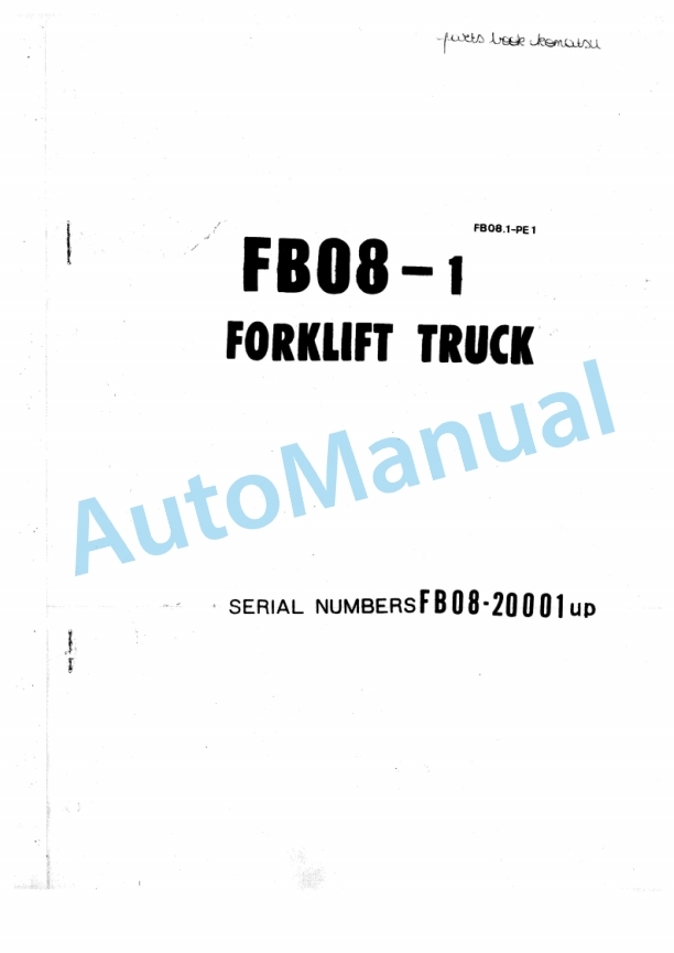 Komatsu FB08-1 Forklift Truck Parts Manual FB08.1-PE1