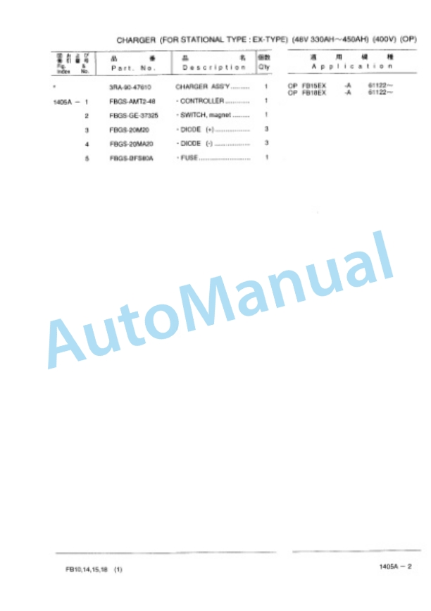 Komatsu FB10EX-7, FB14EX-7, FB15EX-7, FB18EX-7, FB10EXL-7, FB14EXL-7, FB15EXL-7, FB18EXL-7, FB15EXG-7, FB18EXG Parts Manual PBA07A1-03-2