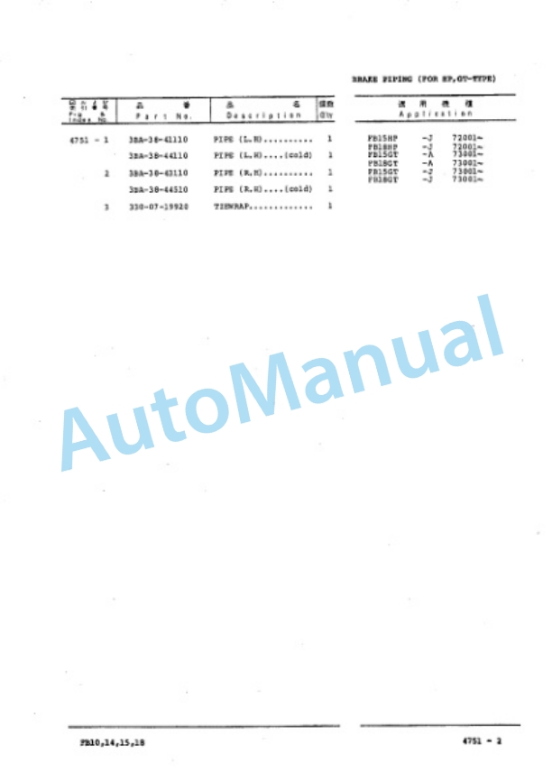 Komatsu FB10EX-7, FB14EX-7, FB15EX-7, FB18EX-7, FB10EXL-7, FB14EXL-7, FB15EXL-7, FB18EXL-7, FB15HP-7, FB18HP Parts Manual PBA07A1-02-4