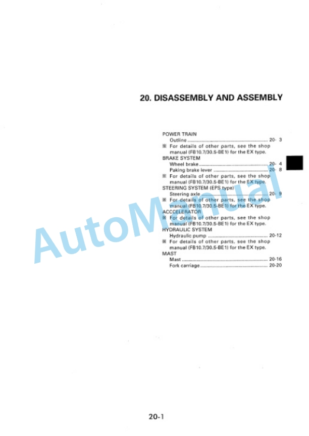 Komatsu FB10EX-7, FB14EX-7, FB15EX-7, FB18EX-7, FB15EXG-7, FB18EXG-7, FB20EX-5, FB25EX-5, FB20EXG-5, FB25EXG Shop Manual BBB05E2-01-3