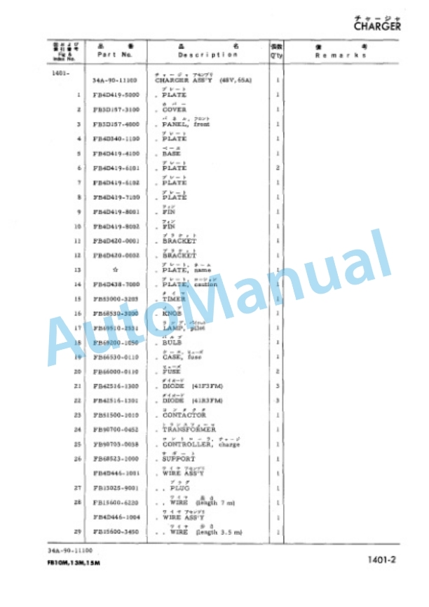 Komatsu FB10M-1, FB13M-1, FB15M-1 Forklift Truck Parts Manual FB10M_15M.1-PNE3-2