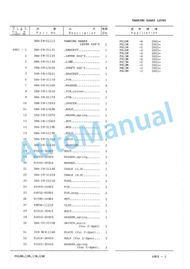 Komatsu FB10M-2, FB13M-2, FB15M-2, FB18M-2 Forklift Truck Parts Manual FB10M_18M-2-PNE1-4