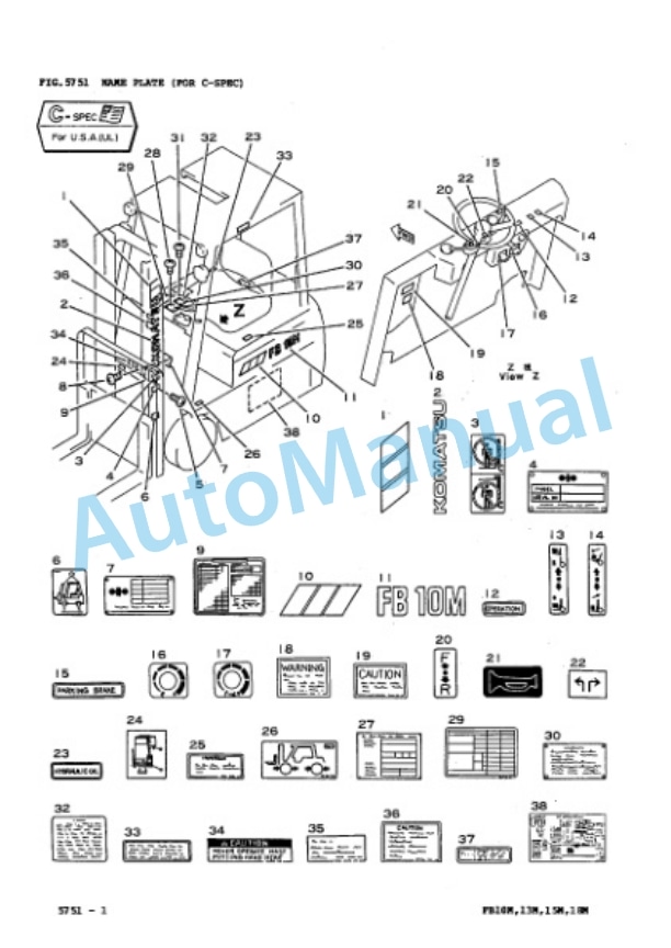 Komatsu FB10M-2, FB13M-2, FB15M-2, FB18M-2 Forklift Truck Parts Manual FB10M_18M-2-PNE2-5