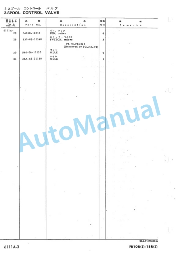 Komatsu FB10R-3, FB13R-3, FB14R-3, FB15R-3, FB18R-3 Electric Reach Truck Parts Manual FB10R_18R.3-PNE4-4