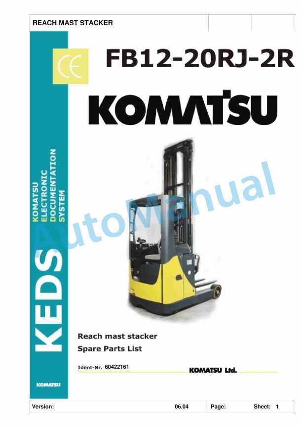 Komatsu FB12-20RJ-2R Parts Manual 60422161 P1