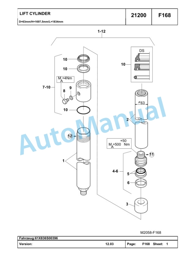 Komatsu FB12-25RJ-2R Reach Mast Stacker Parts Manual 8054672-3