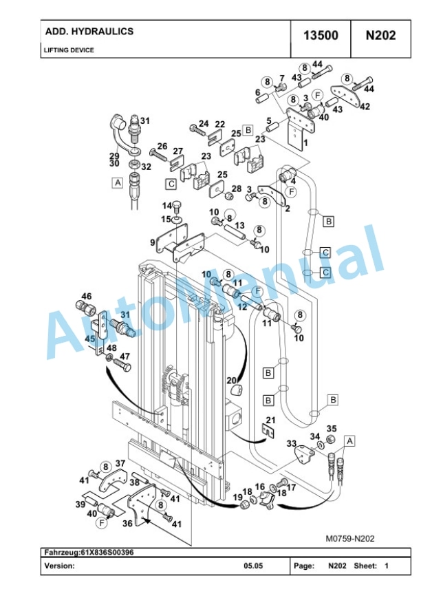 Komatsu FB12-25RJ-2R Reach Mast Stacker Parts Manual 8054672-4