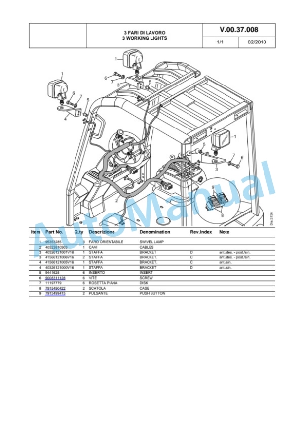 Komatsu FB13M-2R, FB15M-2R, FB15-2R, FB16M-2R, FB16-2R, FB18M-2R, FB18-2R, FB20M-2R, FB20-2R, FB20G-2R Forklift Truck Parts Manual 40328047801Rev.007-4