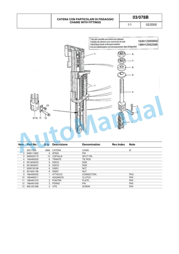 Komatsu FB14RW-1R, FB16RW-1R, FB20RW-1R, FB25RW-1R Parts Manual 60422355 Rev.001-4