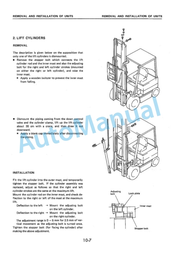 Komatsu FB20-3, FB25-3, FB20G-3, FB25G-3, FB20GH-3, FB25GH-3 Forklift Truck Shop Manual FB20_25.3-BE1-2