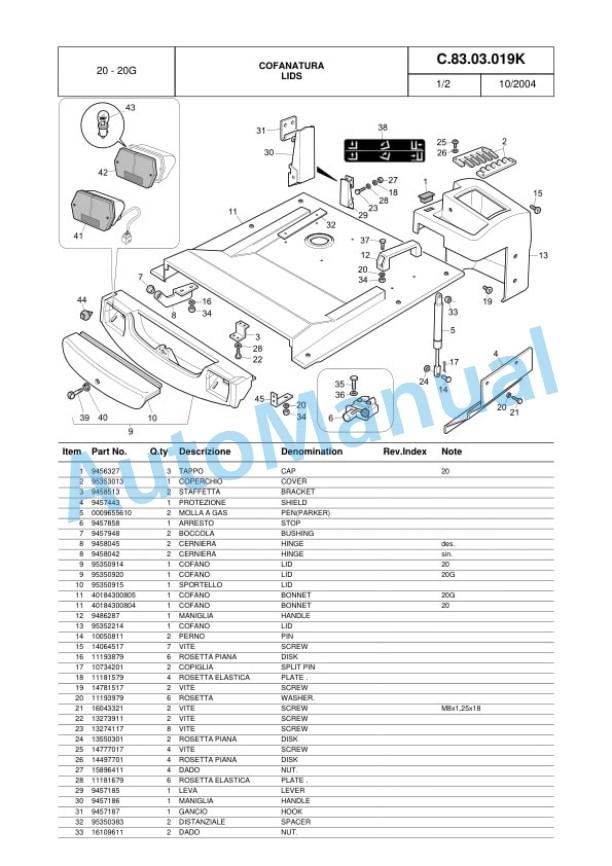 Komatsu FB20H-2R, FB20HG-2R, FB25H-2R, FB30H-2R Parts Manual 40258047800 Rev.003-3