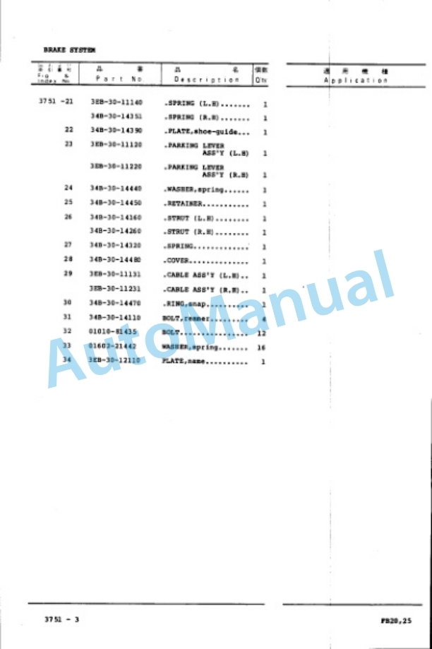 Komatsu FB20SH-3, FB25SH-3, FB30S-3 Parts Manual FB20SH-PNE1, FB30S.3-PNE1-3