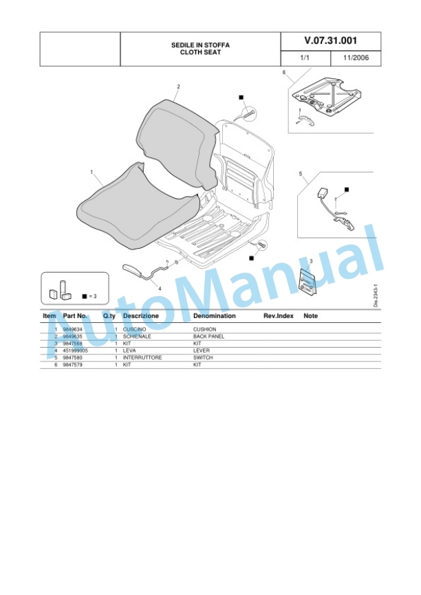 Komatsu FB22H-3R, FB25H-3R, FB25HG-3R, FB30H-3R Parts Manual 40248047801 Rev.006-5