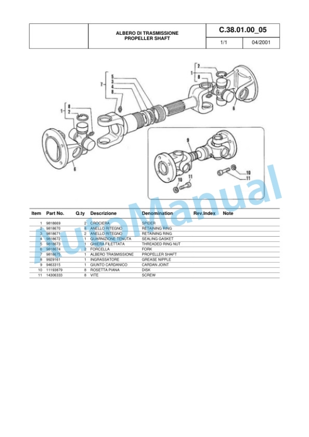 Komatsu FB25H-1R, FB28H-1R, FB30H-1R Parts Manual 60422363 Rev.003-2