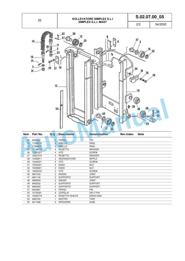 Komatsu FB25H-1R, FB28H-1R, FB30H-1R Parts Manual 60422363 Rev.003-4