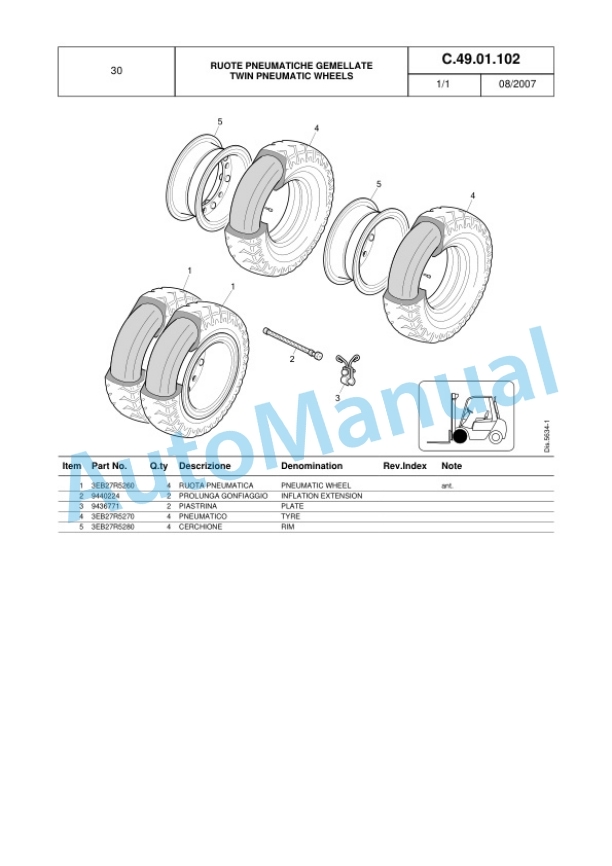 Komatsu FD15T-20R, FD18T-20R, FG15HT-20R, FG18HT-20R, FD20T-16R, FD25T-16R, FD30T-16R, FG20HT-16R, FG25HT-16R, FG30T Parts Manual 43448047800 Rev.004-2