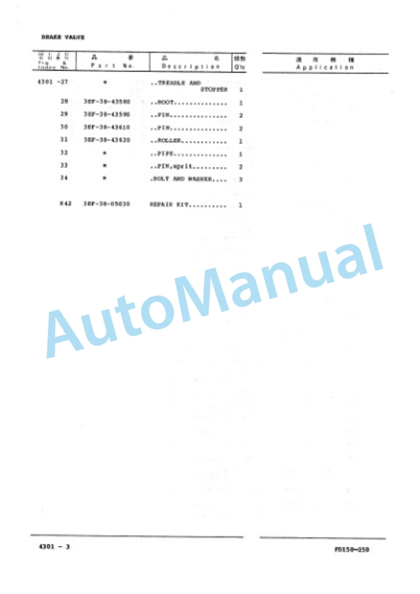 Komatsu FD200-5, FD220-5, FD240-5, FD250Z-5 Forklift Truck Parts Manual PEG05A1-01-3