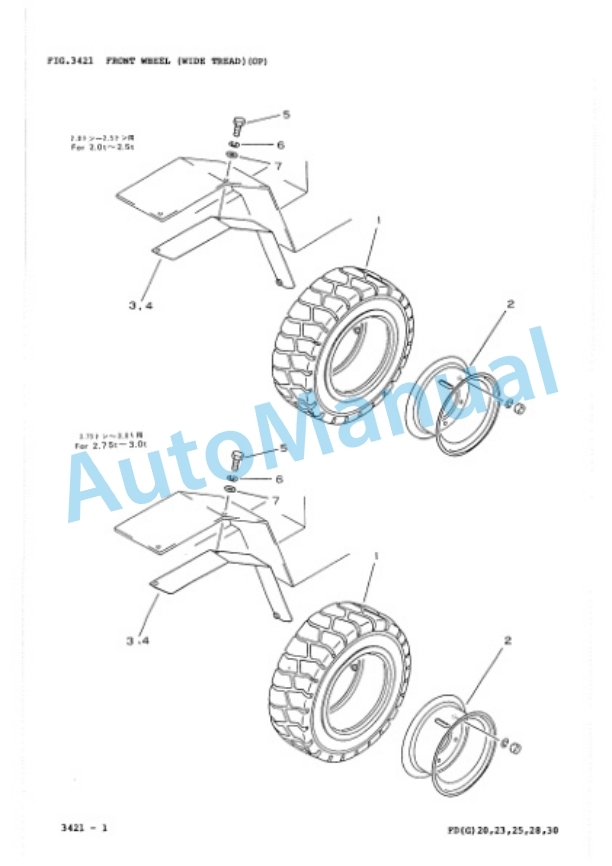 Komatsu FD20H-11, FD25H-11, FD30H-11, FD20L-11, FD25L-11, FG20H-11, FG25H-11, FG30H-11, FG20L-11, FG25L-11 Forklift Truck Parts Manual FGD20H_30H.11-PNE2-3