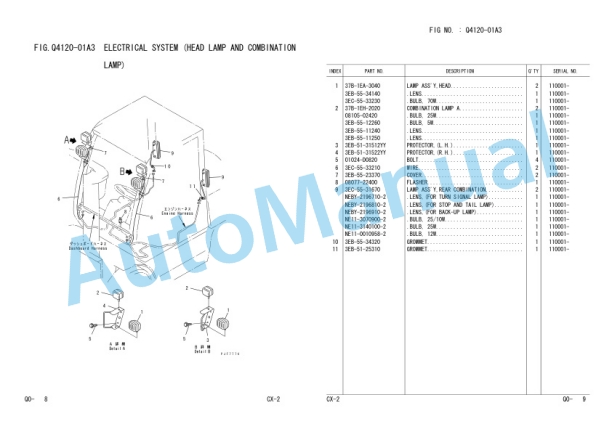 Komatsu FD33N-8, FD35N-8, FD35-8, FD40-8, FD35Z-8, FD40Z-8, FD45-8, FD50A-8 Parts Manual PEC08E1-01-4
