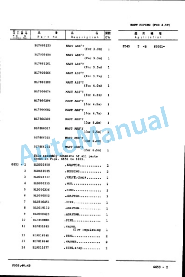 Komatsu FD35-5E, FD40-5E, FD45-5E Parts Manual PEC05B1-01-5