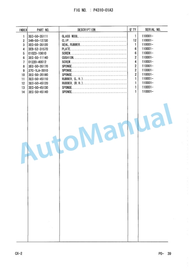 Komatsu FD35-8, FD40-8, FD35Z-8, FD40Z-8, FD45-8, FD50A-8 Forklift Truck Parts Manual PEC08E1-02-4