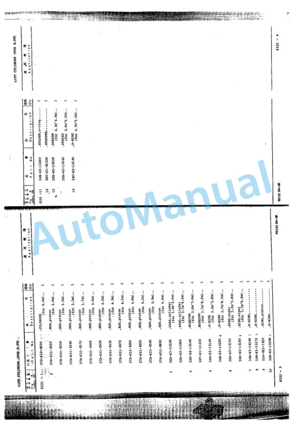 Komatsu FD50-5, FD60-5, FD70-5, FD60H-5, FD70H-5, FD80H-5, FD50E-5, FD60E-5, FD70E-5, FG50-5, FG60-5, FG70-5 Forklift Truck Parts Manual FD50_80.5-PNE1-5