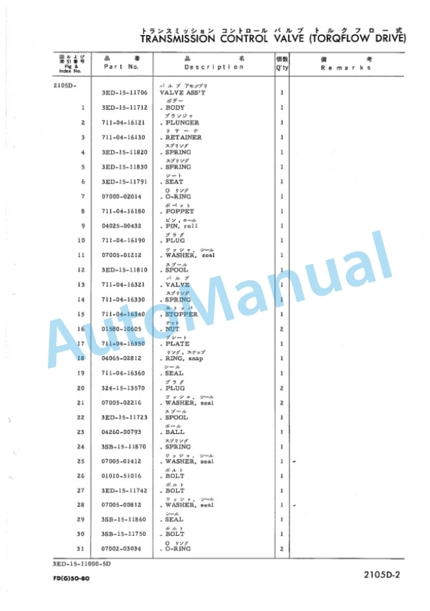 Komatsu FD70E-3, FD70N-3, FG70E-3 Forklift Truck Parts Manual FD70E.3-PNE1-3
