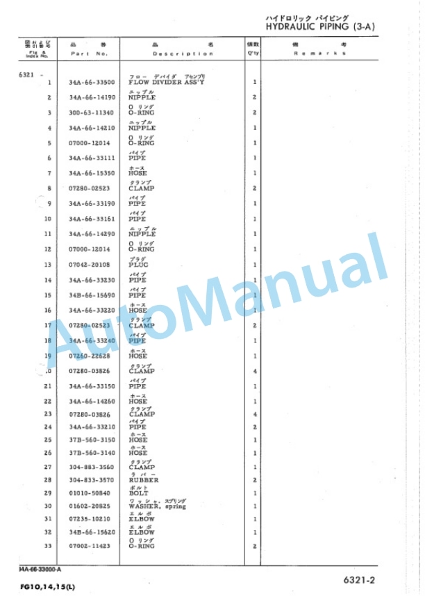 Komatsu FG10-11, FG14-11, FG15-11(TORQFLOW-DRIVE) Forklift Truck Parts Manual FG10,14,15T.11-PE1-5