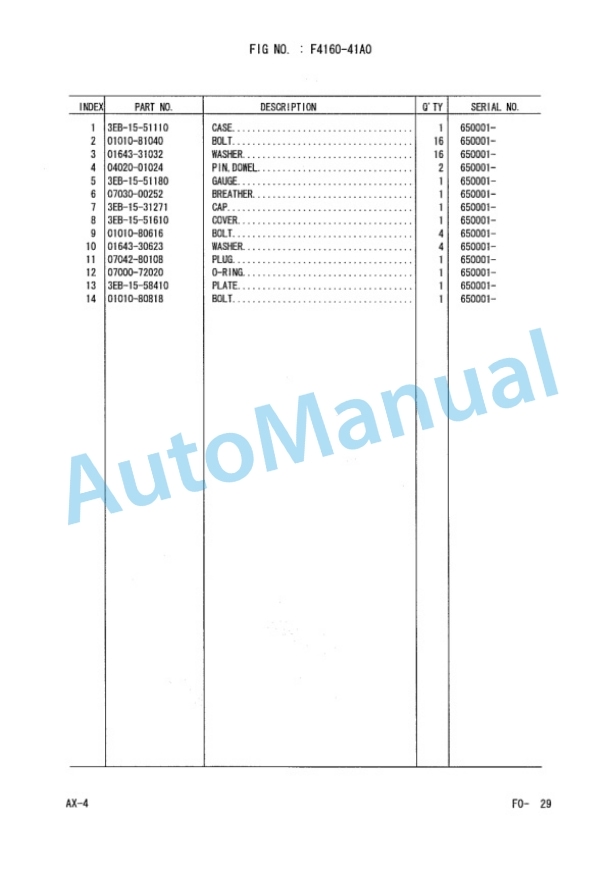 Komatsu FG10-20, FG15-20, FG18-20, FG15H-20, FG18H-20, FD10-20, FD15-20, FD18-20 Forklift Truck Parts Manual PEA20E1-01-4