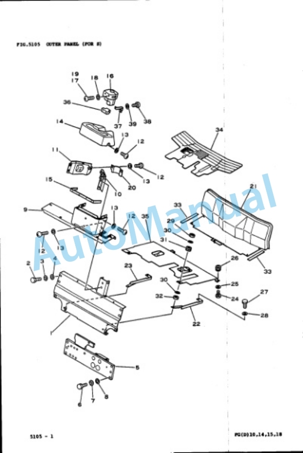 Komatsu FG10D-15, FG14D-15, FG15D-15, FG18D-15, FG15HD-15, FG18HD-15, FD10D-15, FD14D-15, FD15D-15, FD18D-15, FD15HD Parts Manual PEA15A1-03-4