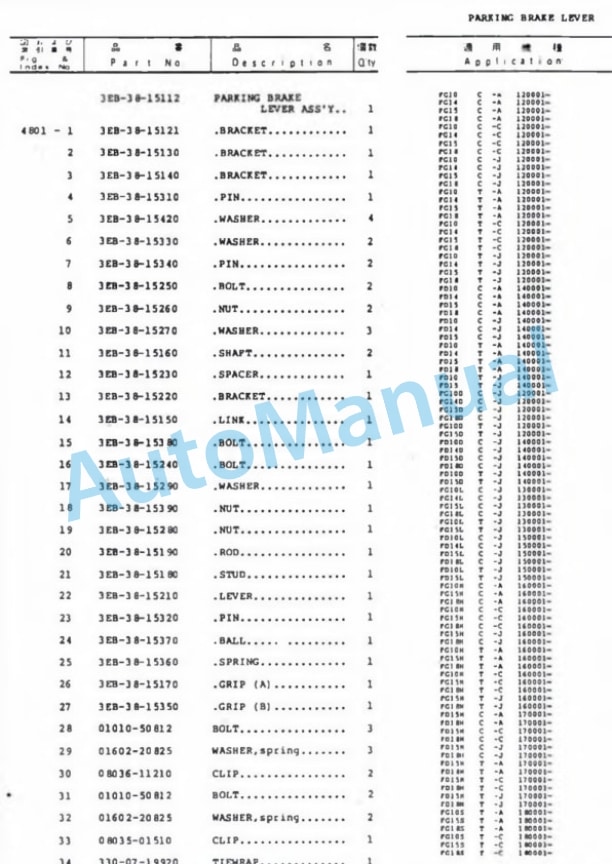 Komatsu FG10H-14, FG15H-14, FG18H-14, FG10S-2, FG15S-2, FG18S-2, FD15H-14, FD18H-14 Forklift Truck Parts Manual FG10H_18H.14-PNE2-4