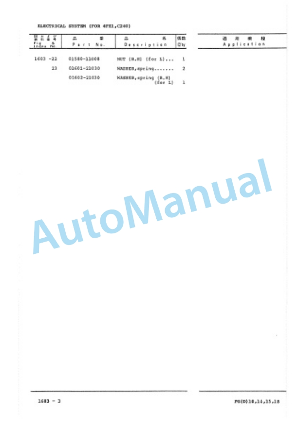 Komatsu FG15H-15, FG18H-15, FD15H-15, FD18H-15 Forklift Truck Parts Manual FG10H_18H-15-PNE1-2